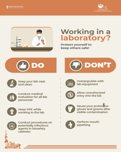 working in a  laboratory